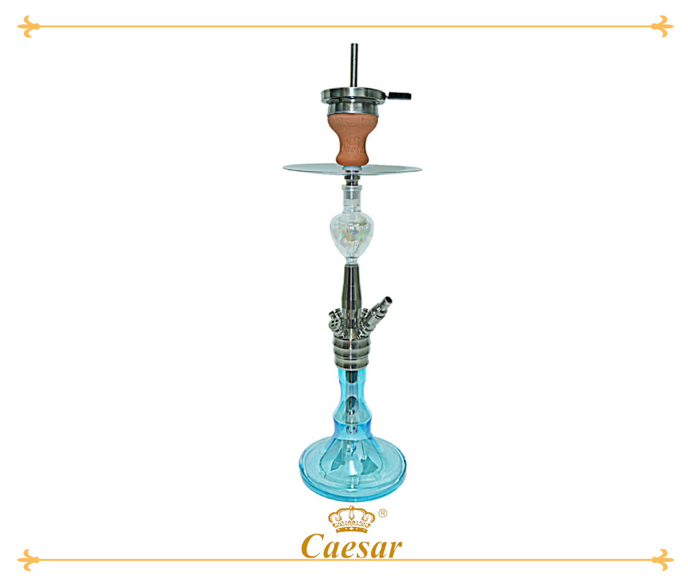 Q&D Tornado - Stainless Steel - Light Blue -  Shisha vandpibe - Caesar Shisha
